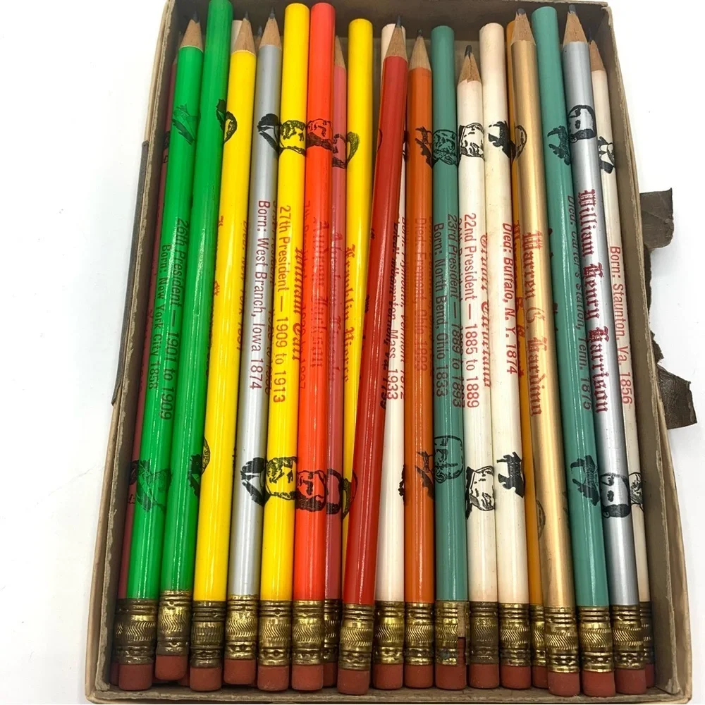 Vintage Lot Of 27 Presidents Pencils 1960s United States Pencils With Box